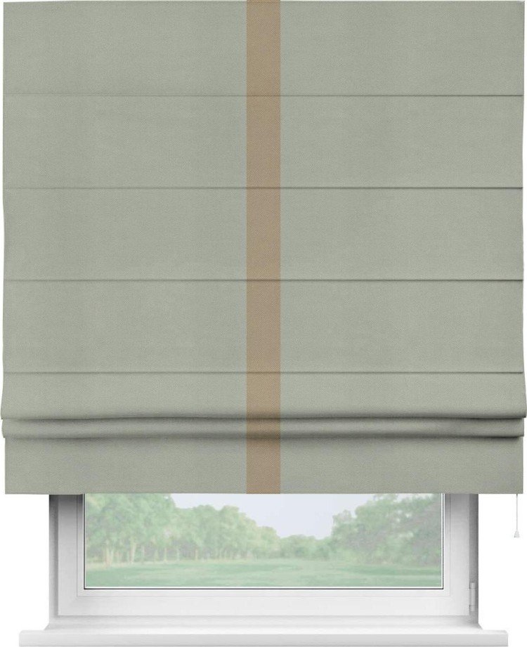 Римская штора «Кортин» с кантом Хайвэй, для проема, ткань вельвет светло-серый